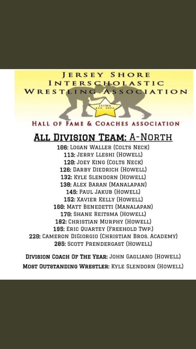 Congrats to Eric Quartey for being named all A north for the 195 pound weight class !