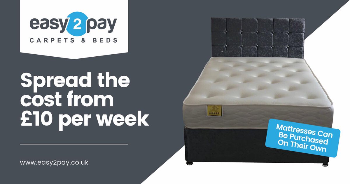 Welcome to Easy2Pays first tweet!! Our aim is to bring you carpets and beds from only £10 per week #nohiddencharges #nocreditchecks #payweekly #beds #carpets