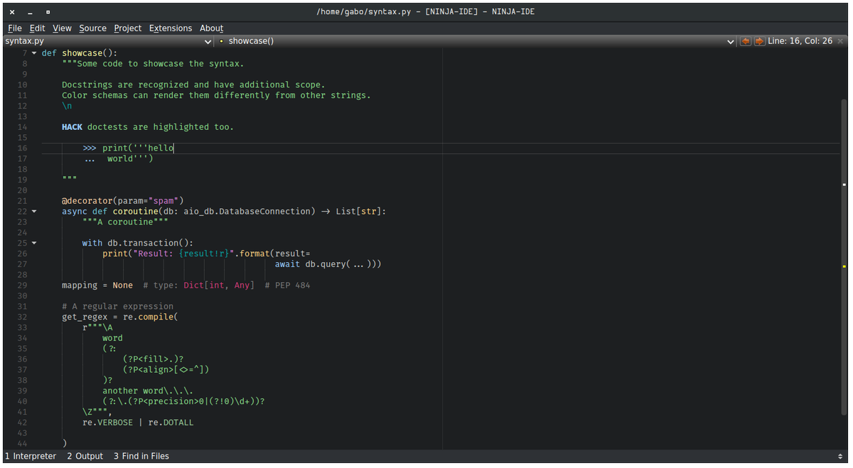 ninja_ide's tweet photo. What do you think of the new syntax highlighting? 😎 https://t.co/EYlMjE7wxq