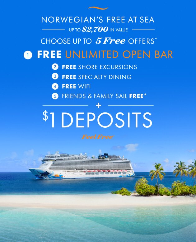 ZettingTravel's tweet photo. @CruiseNorwegian is redefining the phrase "dolla make you holla!" with $1 deposits! You read that right! ONE DOLLAR DEPOSITS! 

Ready to cruise like a Norwegian? Send us a message today!

#Zetting #ZettingTravel #Travel #Cruise #CruiseLife #Cruising #NorwegianCruiseLine #NCL https://t.co/Mr09yWdjfm