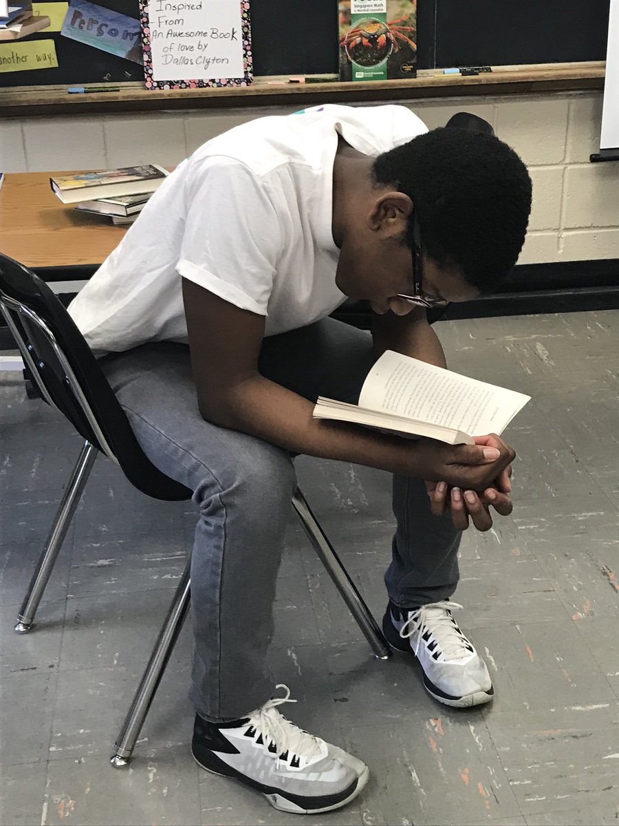 This S just started reading Ghost Boys by @jewell_p_rhodes and is so into it! #bsmsreads @BayShoreMSLrnrs @BayShoreSD_ELA #nctevillage #ncte17 #ghostboys