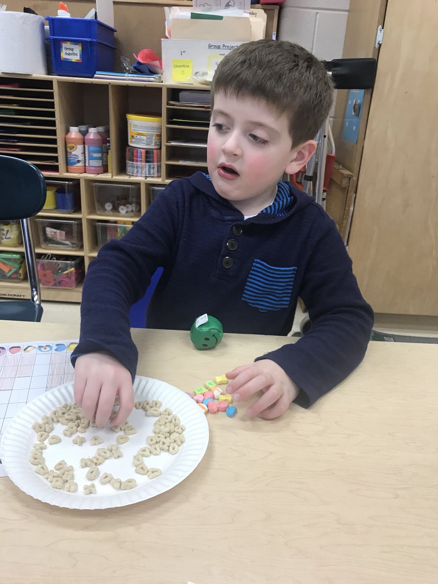 Today we strengthened our fine motor, color/shape matching &amp; number counting skills while graphing lucky charms. We even had the opportunity to eat the marshmallows when we finished the activity. ☘️🌈@VDVprincipal <a href="/TanyaEMcDonald/">Dr. Tanya McDonald</a> <a href="/srd1218/">Stephanie</a> <a href="/JSungCurriculum/">Joanne Sung</a> #allin4theville