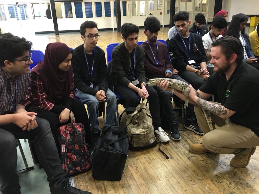 ErnestBevin_Sci's tweet photo. The chameleon was cute, but the crocodile definitely stole the show! @ErnestBevinColl @animalsukltd #DinoScienceWeek #BSW2018 https://t.co/aM2pwq1Fnt