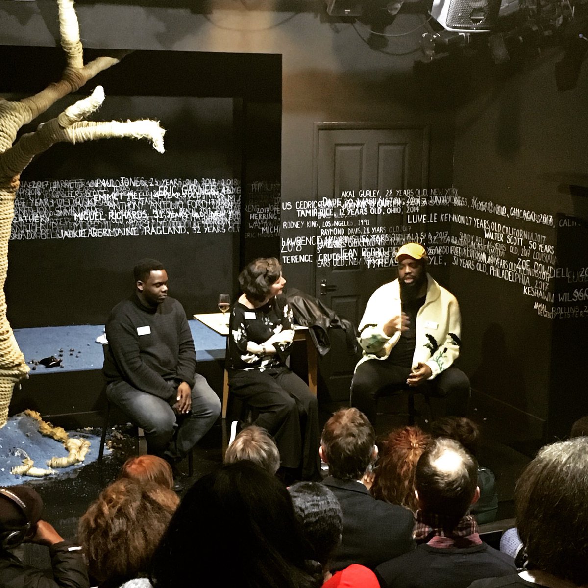 theatre503's tweet photo. “I feel hopeful for America’s future, and think we can get to a better place” This evening we had the incredible writer of Br’er Cotton @theatrethirsty in the house and director @RAWeiseArtist chatting to our chair @EricaWhyman #503Brer https://t.co/I0DMsYMHGF