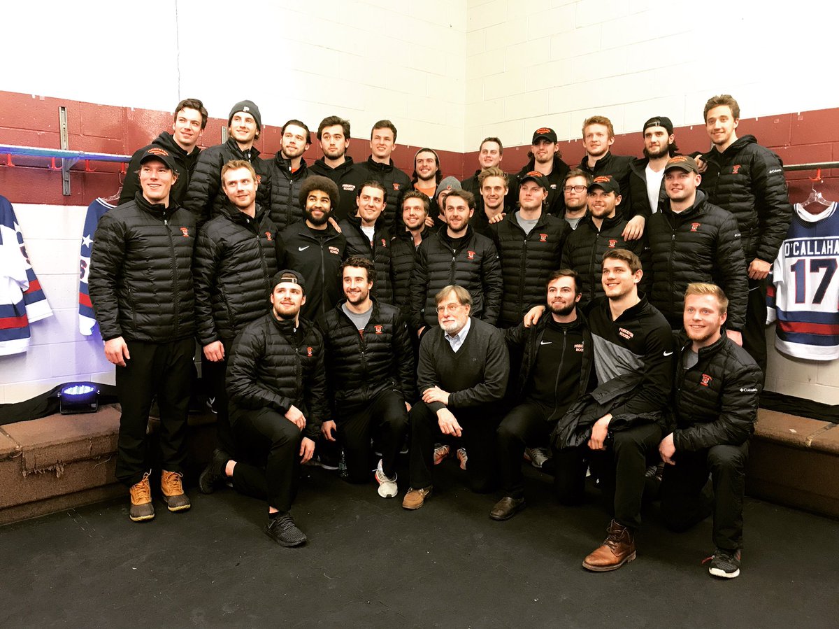 princetonhockey's tweet image. The Tigers and Steve Janaszak in the US locker room from the 1980 Olympics #ecachockey #lakeplacid