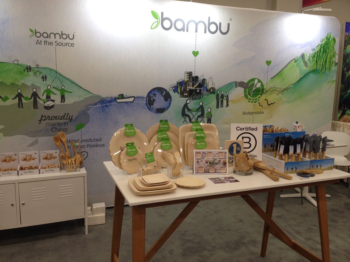 bambuOutdoor's tweet photo. This was the calm before the storm. Coming off of a great show in Anaheim at the Natural Products Expo. #expowest #greenliving #1ftp #bcorp. Watercolor backdrop depicts our earth-to-earth lifecycle. #organic https://t.co/UQNeqSzhsw
