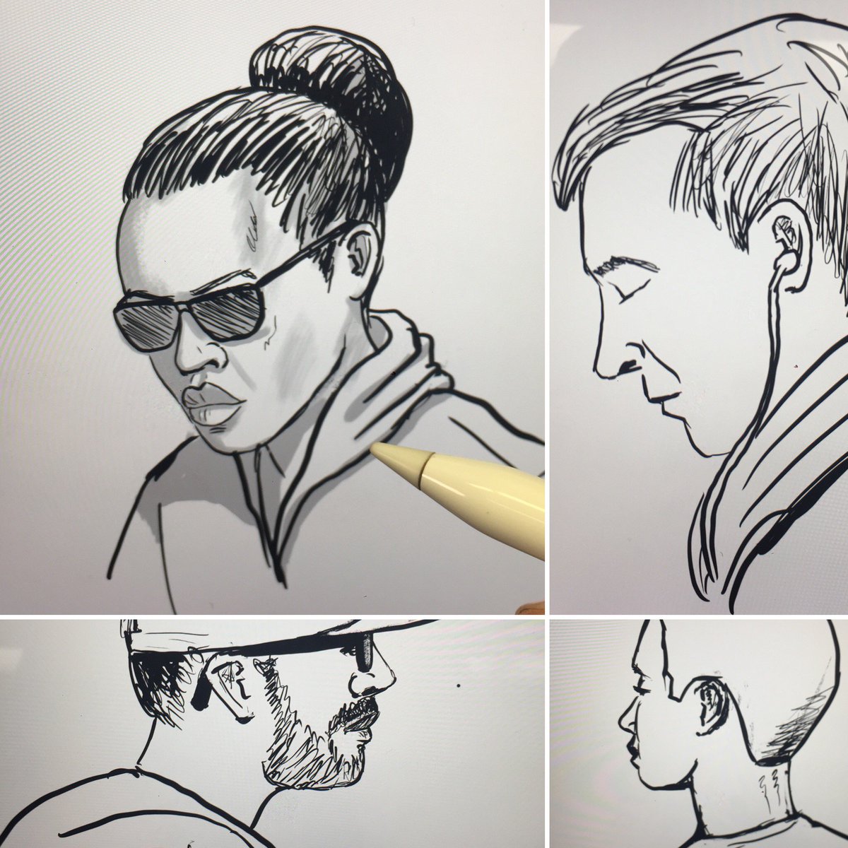 asymptotia's tweet image. Some quick subway faces. (Digital this time.) #sketching #drawing #practicemakesbetter