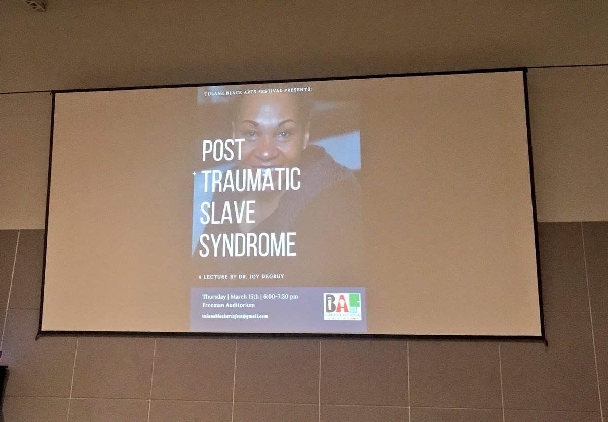 IntersectionsTU's tweet photo. Intersections will be live tweeting a lecture with @DrJoyDeGruy entitled “Post Traumatic Slave Syndrome” in Freeman Auditorium. https://t.co/87JVqzAlba