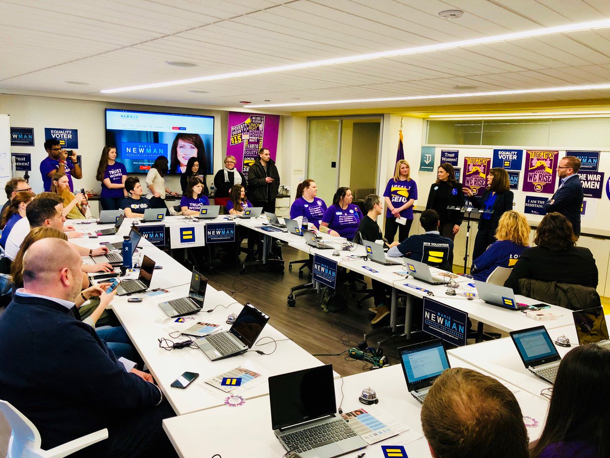 HRC members and supporters get out the vote for Marie Newman.