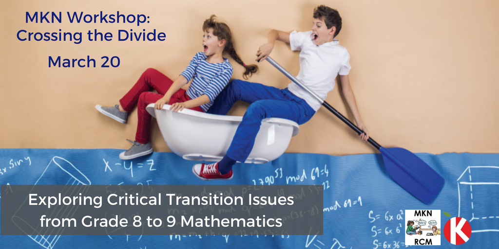 "Student transition from Gr 8-9 is a complex phenomenon" Register now 4 <a href="/MKNrcm/">MKN-RCM</a> workshop as they look at the ways #Math learning + course selection/pathways are supported as part of this transition. <a href="/FieldsInstitute/">The Fields Institute</a> ➡️ bit.ly/2sEJ0ag