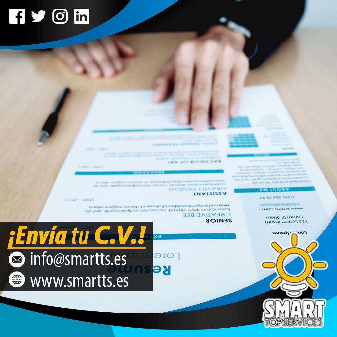 SmartTopService's tweet photo. Mantente al tanto de las ofertas laborales, se parte de nuestro equipo DE TRABAJO, donde tú eres nuestro mejor activo, nuestro correo a tu orden ==> Info@smartts.es #RRHH #CV #Emprendedor #discapacidad #capacitación #Empresa #top #smartts #Cadíz #Madrid #Málaga #Sevilla #España https://t.co/0gp72xDTqy