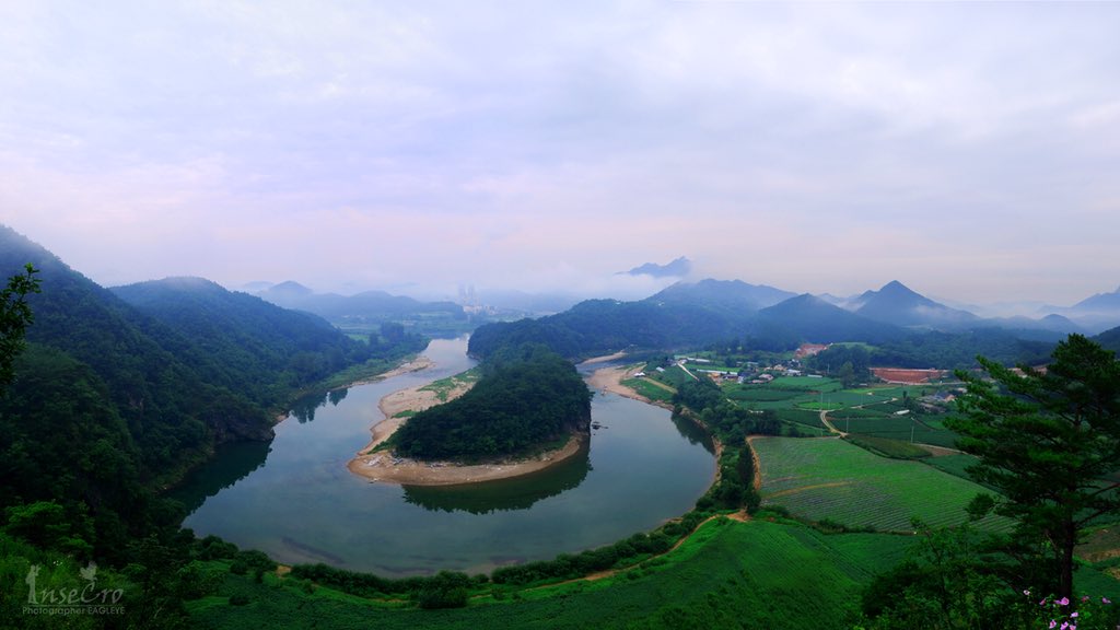 Although ‘강’ ‘산’ mean “river&mountain” separately, put together it refers to the scenery/landscape of the nature. Korea’s landscape is identified by lots of beautiful mountains&rivers. ‘강산’ also appears in the Korean national anthem -“3000 Li of splendid rivers and mountains’
