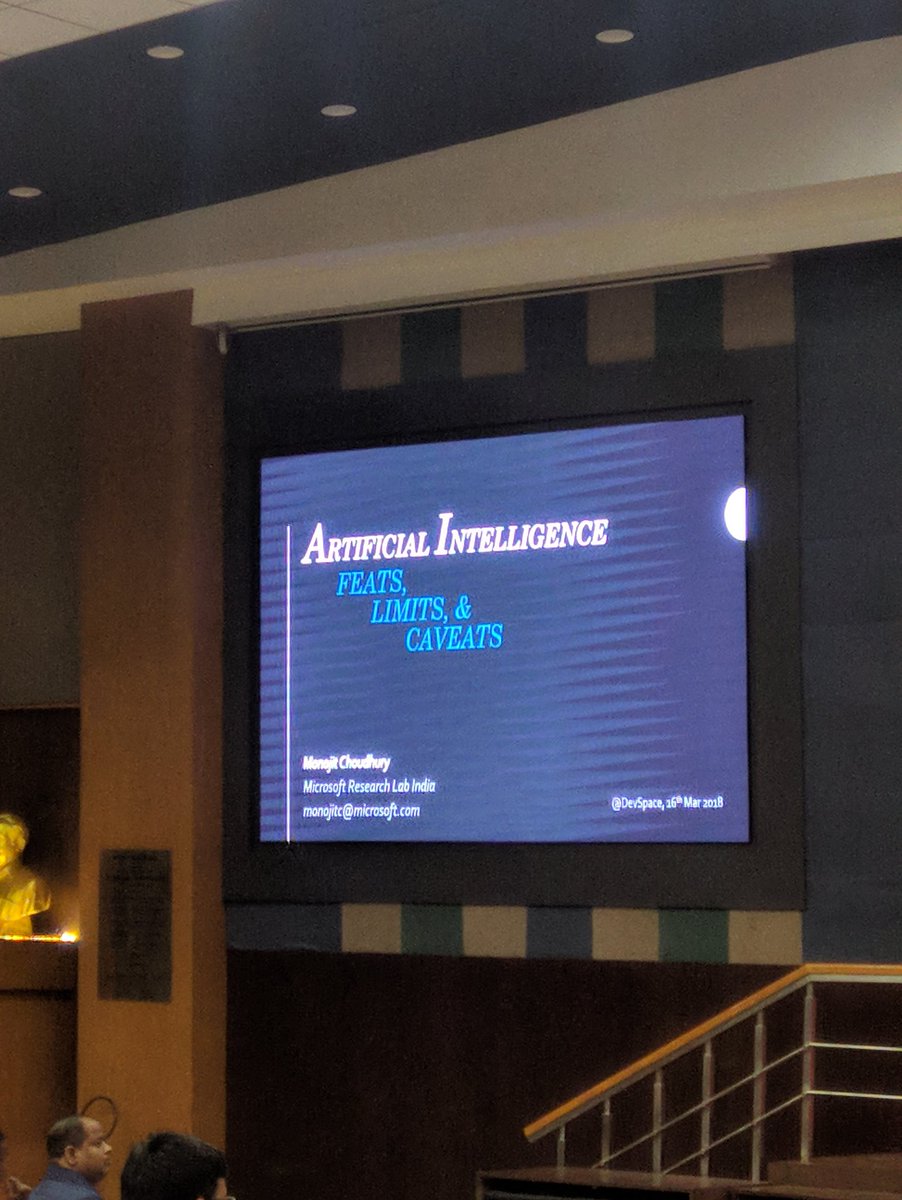 manojshesh24's tweet photo. Mr. Monojit Choudhary, Microsoft Research Lab walking us through Artificial Intelligence #devspace2018 @csivitu https://t.co/ITi3m1hgCR