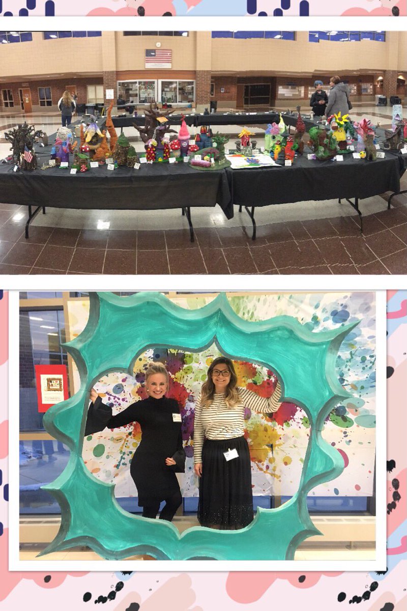 JenPerryBV's tweet image. A highlight of the District Wide Art show tonight was the collab between my 8th gr Ss fairy houses &amp;amp; fantasy creatures from 3rd gr SS with @jessvanepps @HSSD_mirazygi @HSSD #artshow #hssdartistportrait
