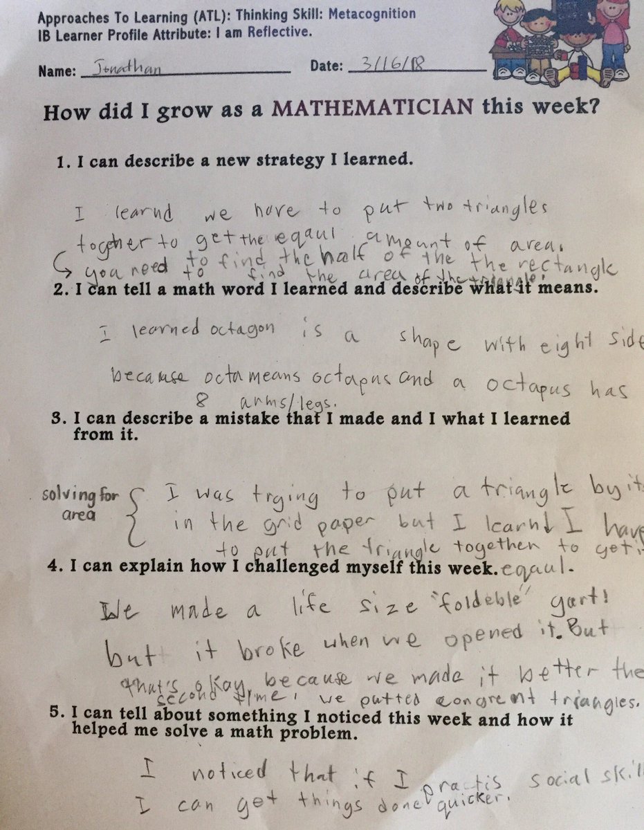 Developing growth/mathematical mindsets through the assessments we give, “How did I grow as a Mathematician this week?” — Applying lessons learned from Jo Boaler’s Mathematical Mindsets book. Thank you for changing my perceptions on learning and teaching maths! <a href="/joboaler/">Jo Boaler</a>