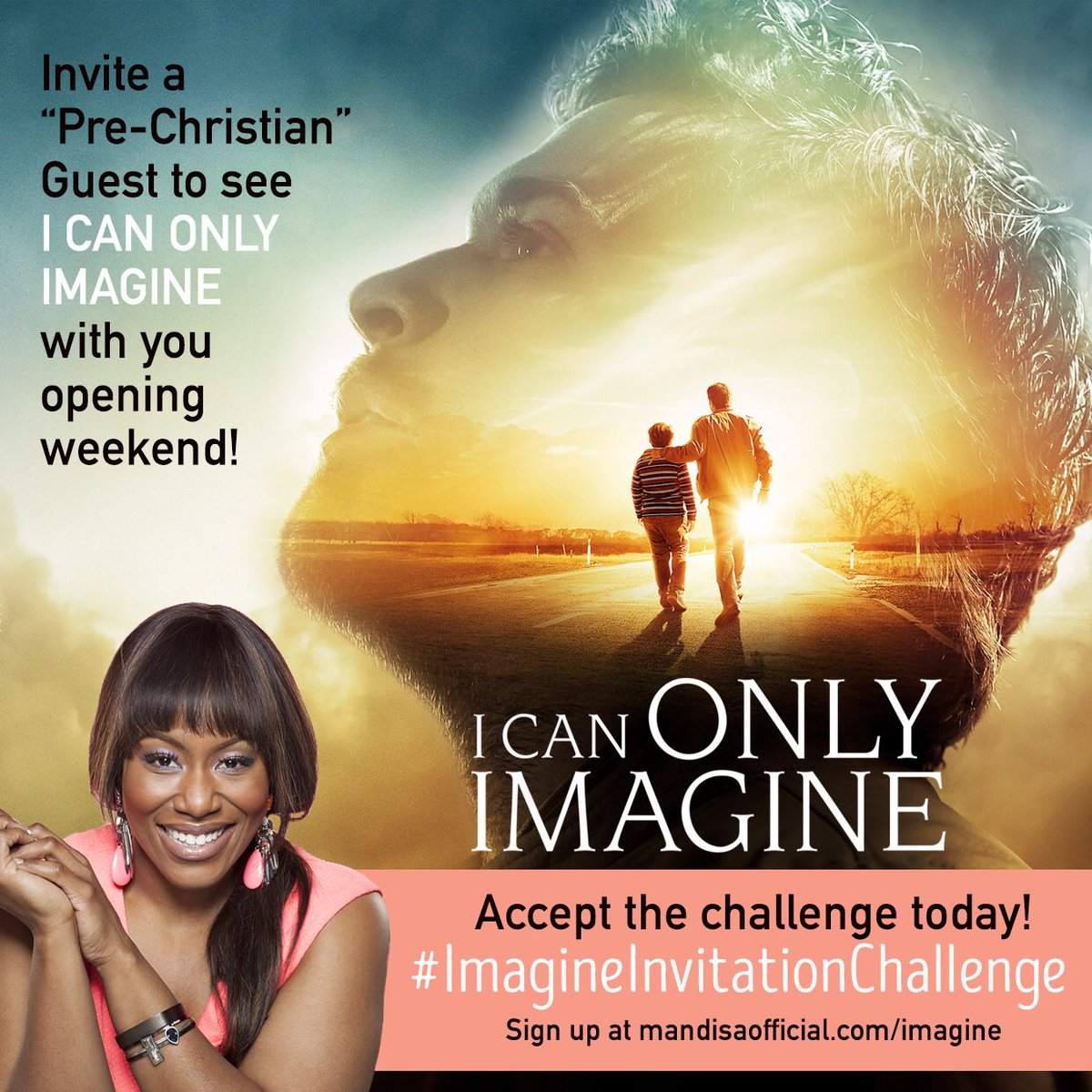 Fasting social media for 24 hours to pray for those taking my #ImagineInvitationChallenge to see #ICanOnlyImagine this weekend with a #PreChristian loved one. Believing God is gonna do great things! You can still sign up at mandisaofficial.com/imagine