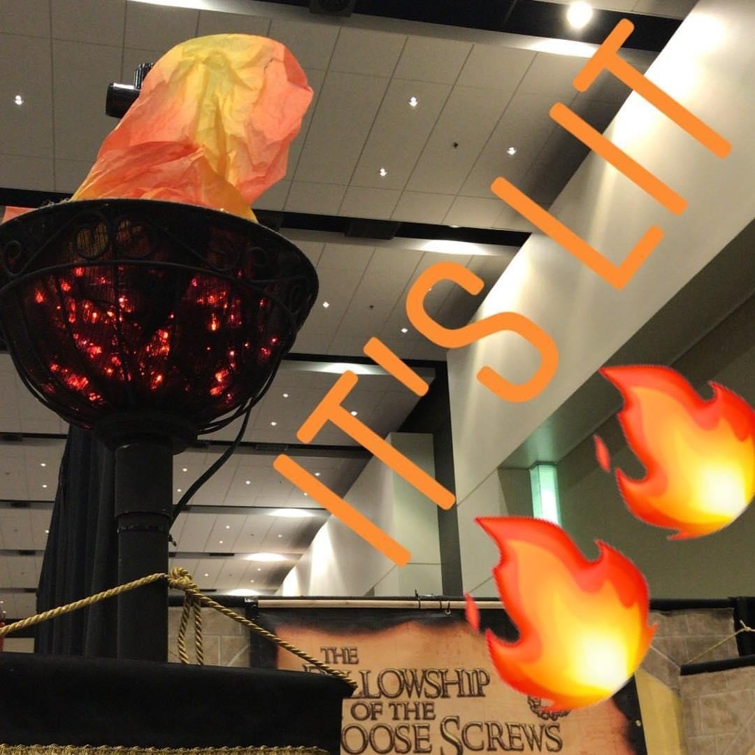 First day at #NSR2018 - The robot almost works &amp; we got our super cool pit set up! (It has fake fire... 😬😅) #omgrobots