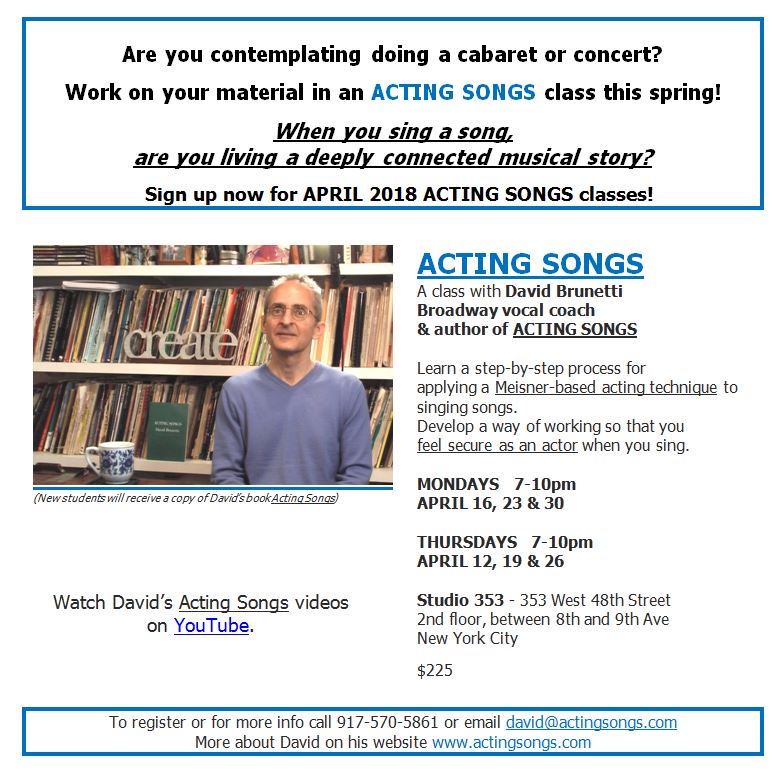 Sign up for April #actingsongs classes!