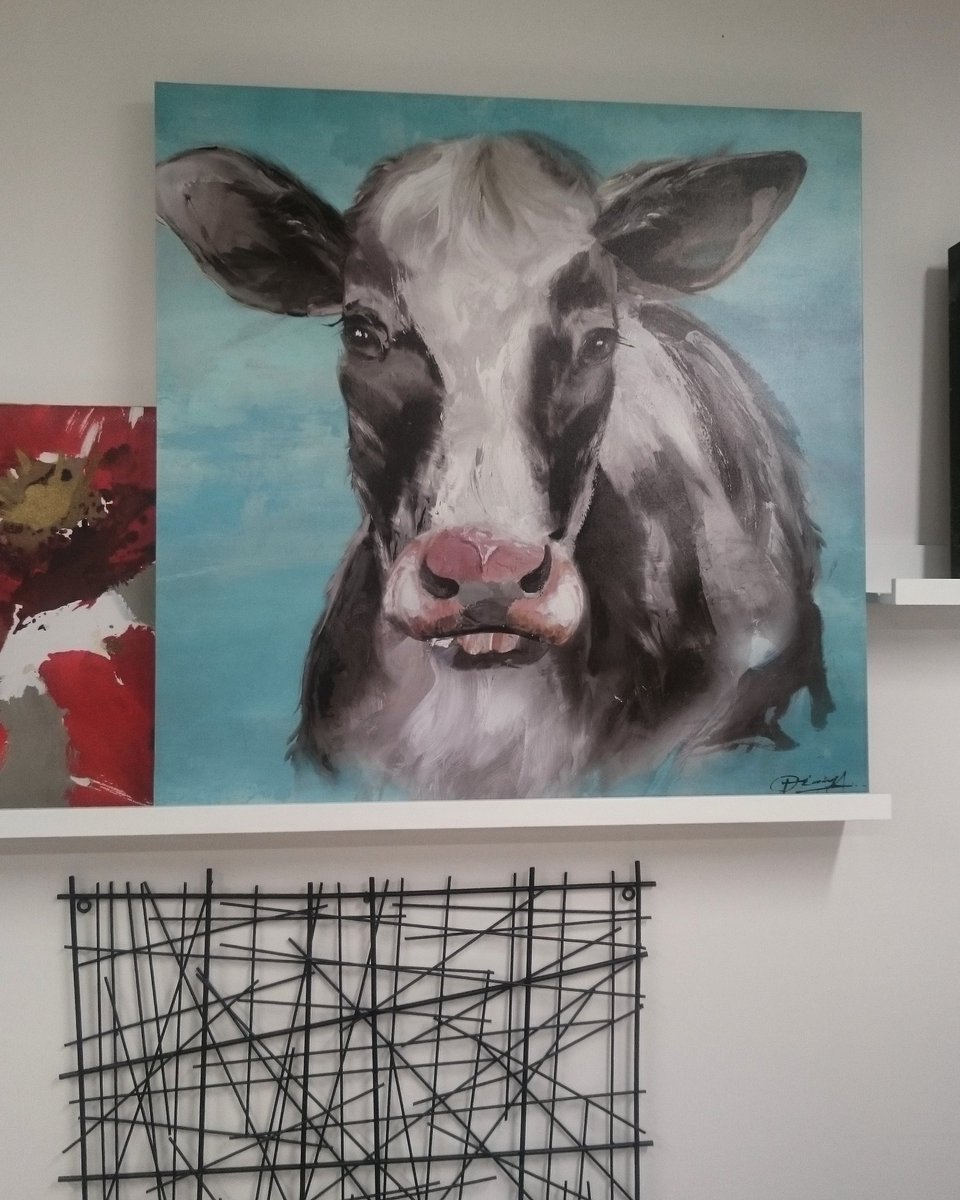 Hello there!! # dairyfarmers #cow #canvas #homedecor #theplumberswife #farmlife #colour #blue #wellingtonnorth