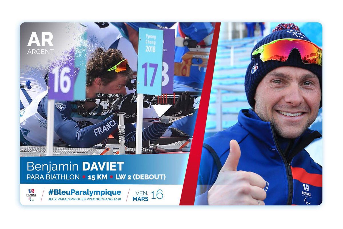 [ALERTE MÉDAILLE]
.<a href="/DavietBenjamin/">Benjamin Daviet</a> en argent sur le 15Km ! 
Bravo Champion !!!!! 🇫🇷💪❄
#BleuParalympique #Paralympics