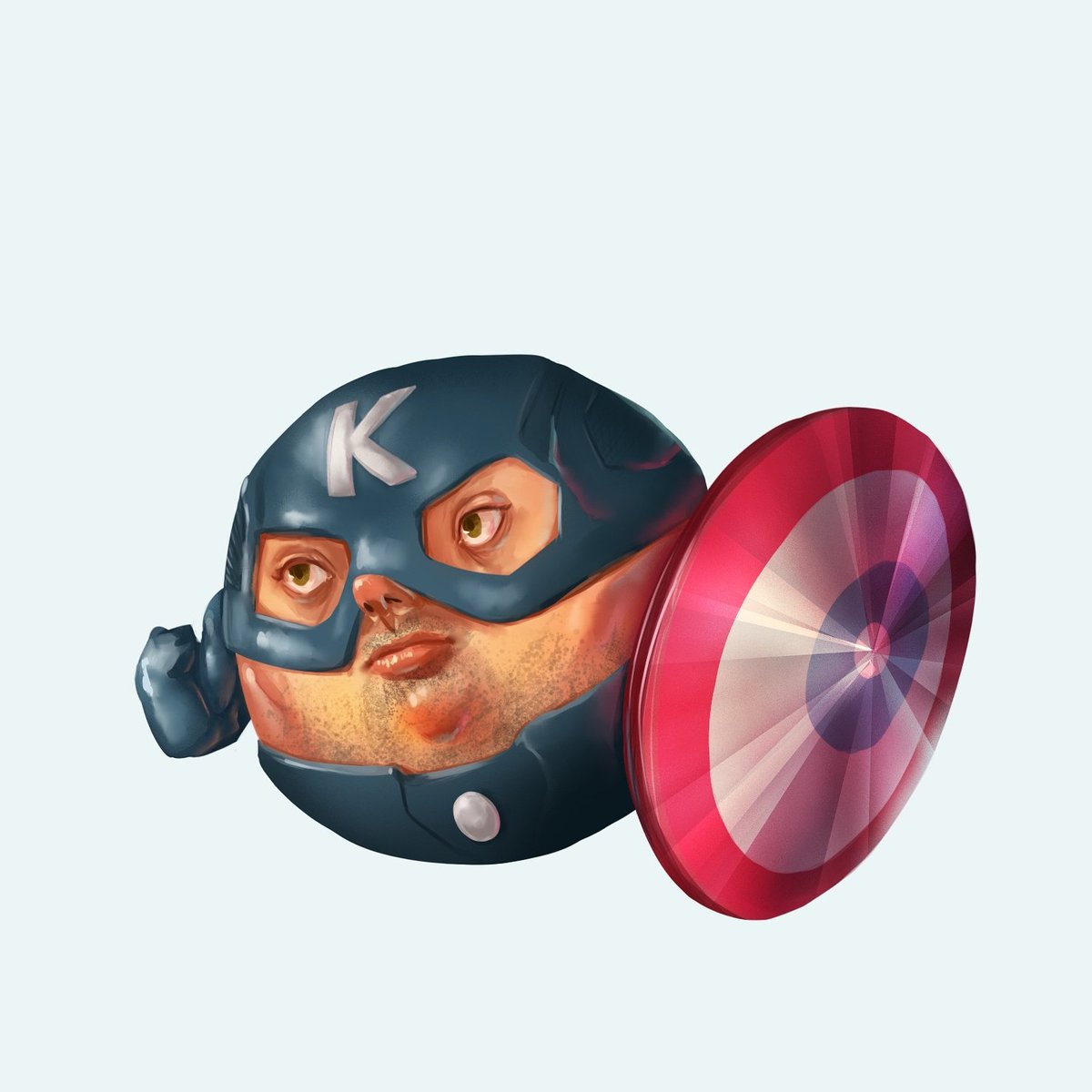 A hundred years of my absence and here I am with a marvel kolobok 😁 #marvel #fanart #CaptainAmerica #russiansdidit #painting #cg #art #illustration #колобок #капитанамерика