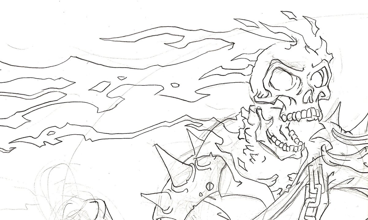 HumphresAaron's tweet photo. Working on a Ghost Rider print for Cherry City Comic Con in Salem OR. Will post the finished piece soon:) https://t.co/vCmsTvsVj3