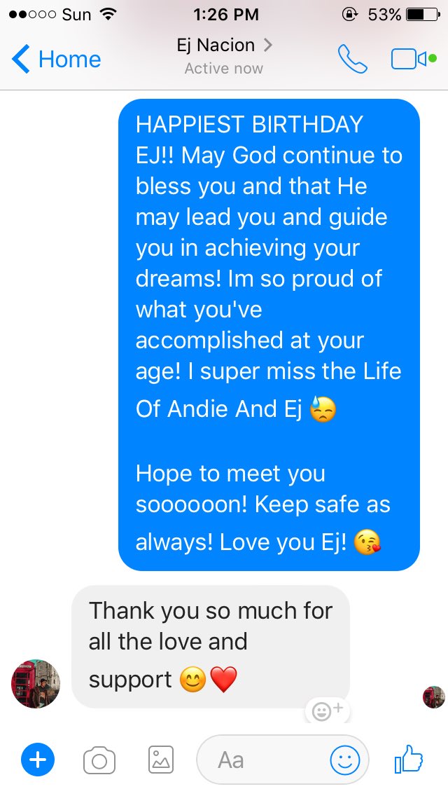 alyskiiee17's tweet photo. Happiest Birthday again, @EJ_NACION 🎉 Enjoy your special day! I really hope to meet you soooooooon! Love you! 💋

Thank you for replying to my message awhile ago 🤗 https://t.co/FAeqz65D60
