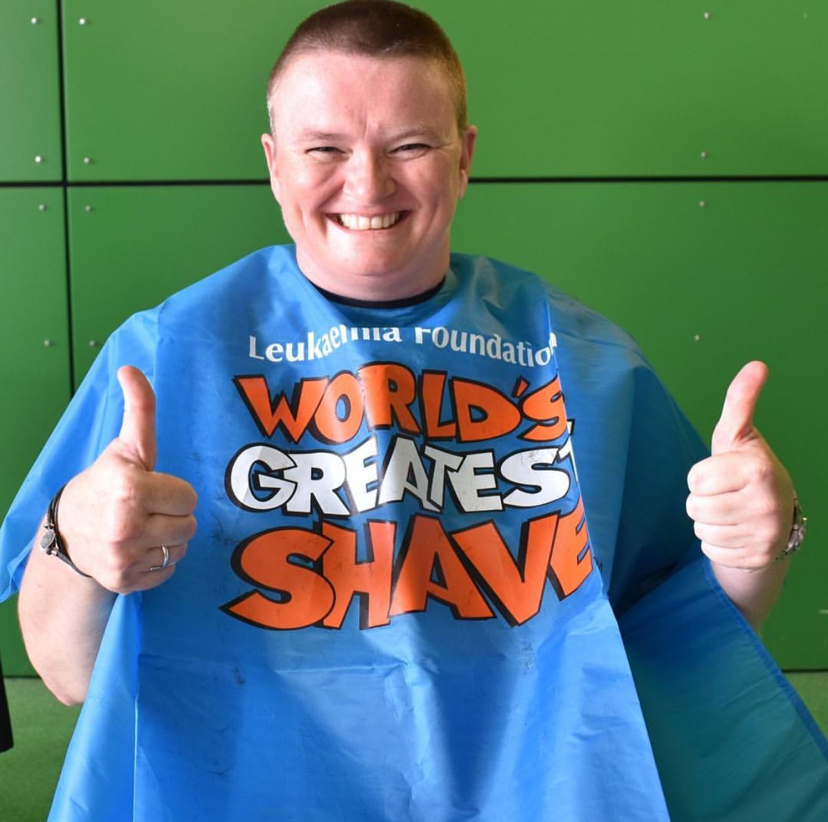 childhealthqld's tweet photo. Lady Cilento Children’s Hospital physiotherapist Julie Bradley did her bit to help beat blood cancer by taking part in the @leukaemiaqld #worldsgreatestshave cheered on by her colleagues and families at the hospital. Julie raised nearly $1,800. Great stuff Julie! #LCCH https://t.co/292VjkhGES
