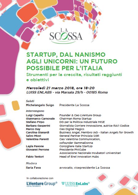 La competitività del Paese passa anche da qui 👉#Startup, dal nanismo agli unicorni: un futuro possibile x l'Italia. #MarkYourAgenda il 21/3 in @EnLabs con <a href="/LVentureGroup/">LVenture Group</a> <a href="/RomaStartup/">RomaStartup</a> <a href="/MinSviluppo/">MinSviluppo</a> <a href="/CorInnovazione/">Corriere Innovazione</a> <a href="/Digital_Magics/">Digital Magics</a> <a href="/PrincipiaSGR/">Principia Ventures</a> <a href="/PNICube/">PNICube</a> <a href="/EnelGroupIT/">Enel Group</a> @Italia_Startup