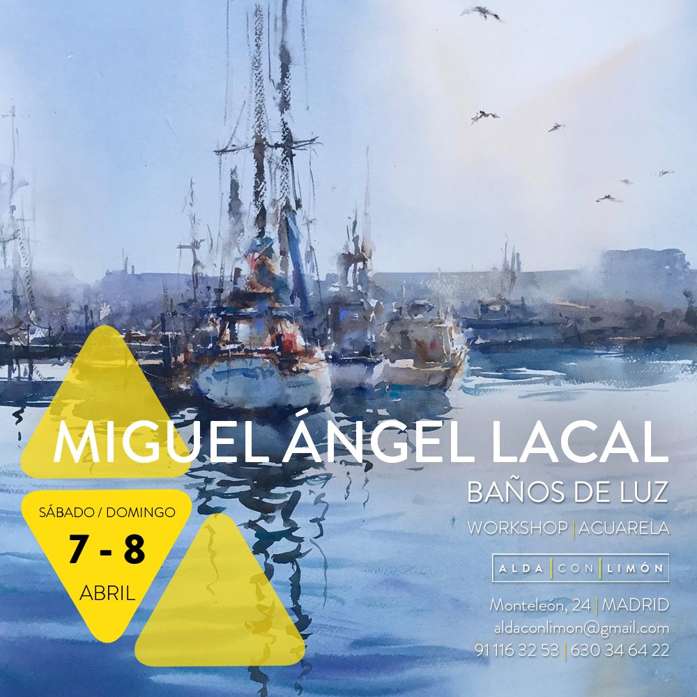 aldaconlimon's tweet photo. WORKSHOP DE ACUARELA DE MIGUEL ÁNGEL LACAL.
El sábado y domingo 7 y 8 de Abril tenemos una cita con Lacal, acuarelista que fundamenta su discurso en la búsqueda de la Luz.
c/ Monteleón, 24. MADRID | 630 34 64 22 #acuarela #watercolor #pintura #workshop #aldaconlimon #Madrid https://t.co/aTZHFoF5IL