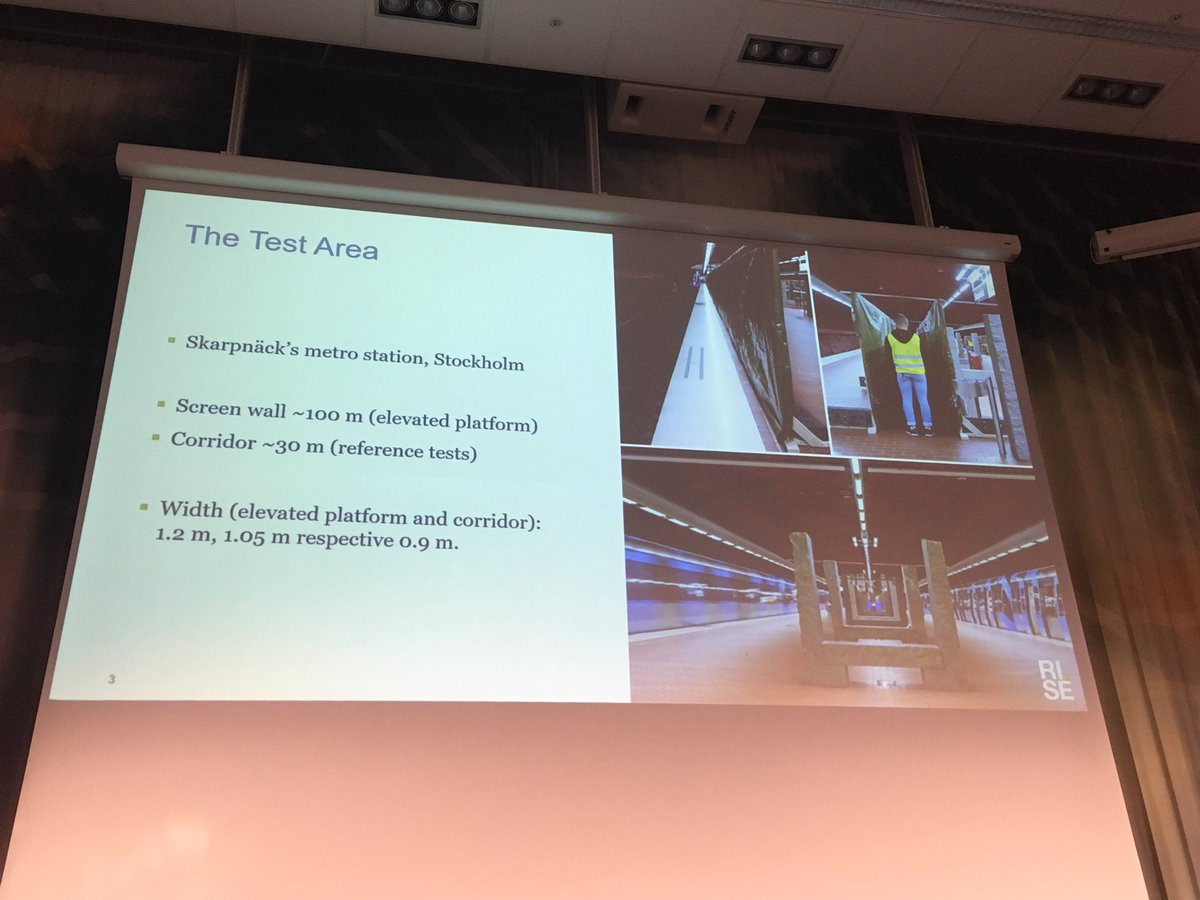 A_Lonnermark's tweet photo. Mia Kumm presents evacuation tests with elevated platforms in railway tunnels. #ISTSS2018 https://t.co/YL1q5BaXBS