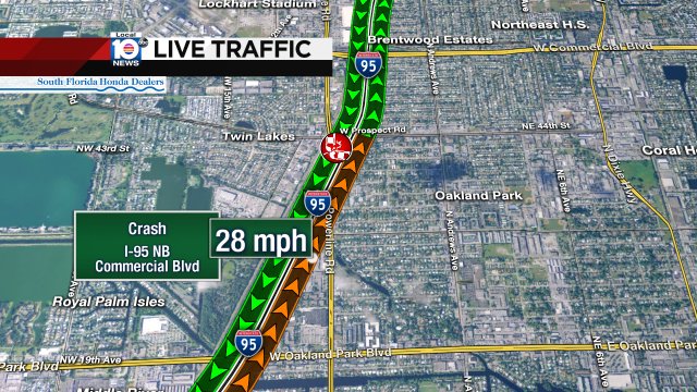 Crash on I-95 NB at Commercial Blvd #traffic https://t.co/w77H1mGlBv
