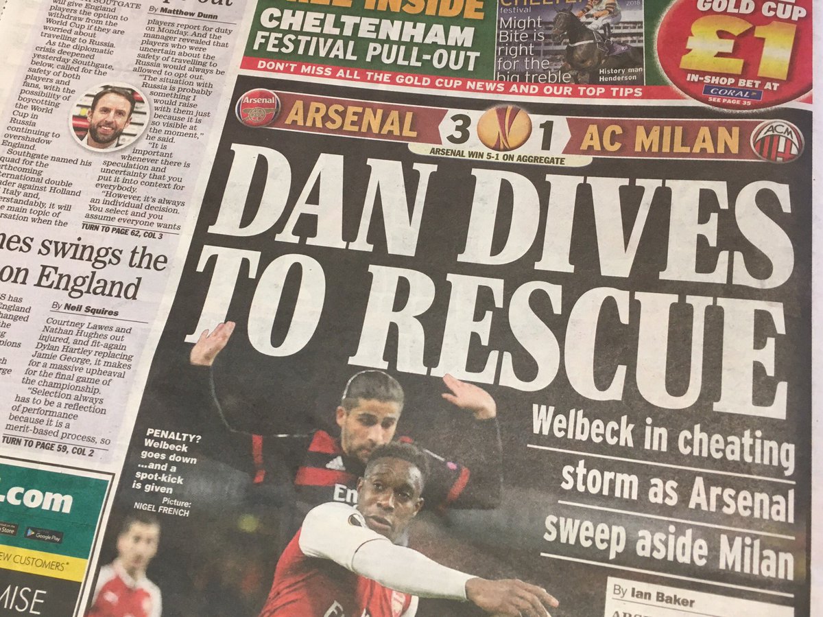 bahkan media Inggris sendiri menghujat aksi diving Welbeck.