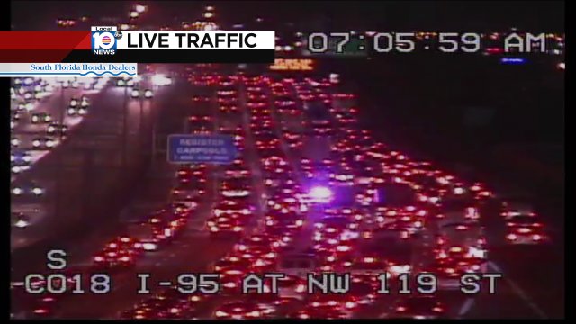 Crash on I-95 SB at NW 119th St #traffic https://t.co/xaoLpauoPx