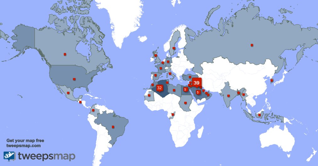 IbraSultan2's tweet photo. My followers live in Iraq (39%), Algeria(32%)... Get your map: https://t.co/Wt67ZtlMbX https://t.co/AVyrcOz6Qk