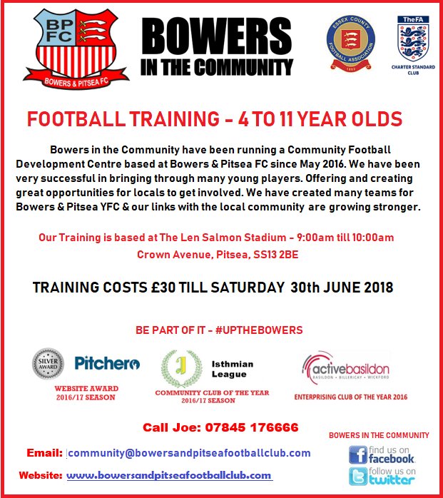 BowersCommunity's tweet photo. Community Football Development Centre - @BowersCommunity - Be part of it - #FOOTBALL #FUN #PITSEA https://t.co/RgvpD5fnGI