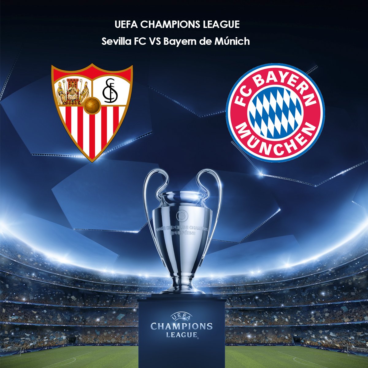 Sevilla Fútbol Club (@sevillafc) on Twitter photo El rival del #SevillaFC en Cuartos de Final de la <a href="/LigadeCampeones/">Liga de Campeones</a> es el <a href="/FCBayern/">FC Bayern München</a>
#vamosmisevilla #UCLDraw El rival del #SevillaFC en Cuartos de Final de la <a href="/LigadeCampeones/">Liga de Campeones</a> es el <a href="/FCBayern/">FC Bayern München</a>
#vamosmisevilla #UCLDraw