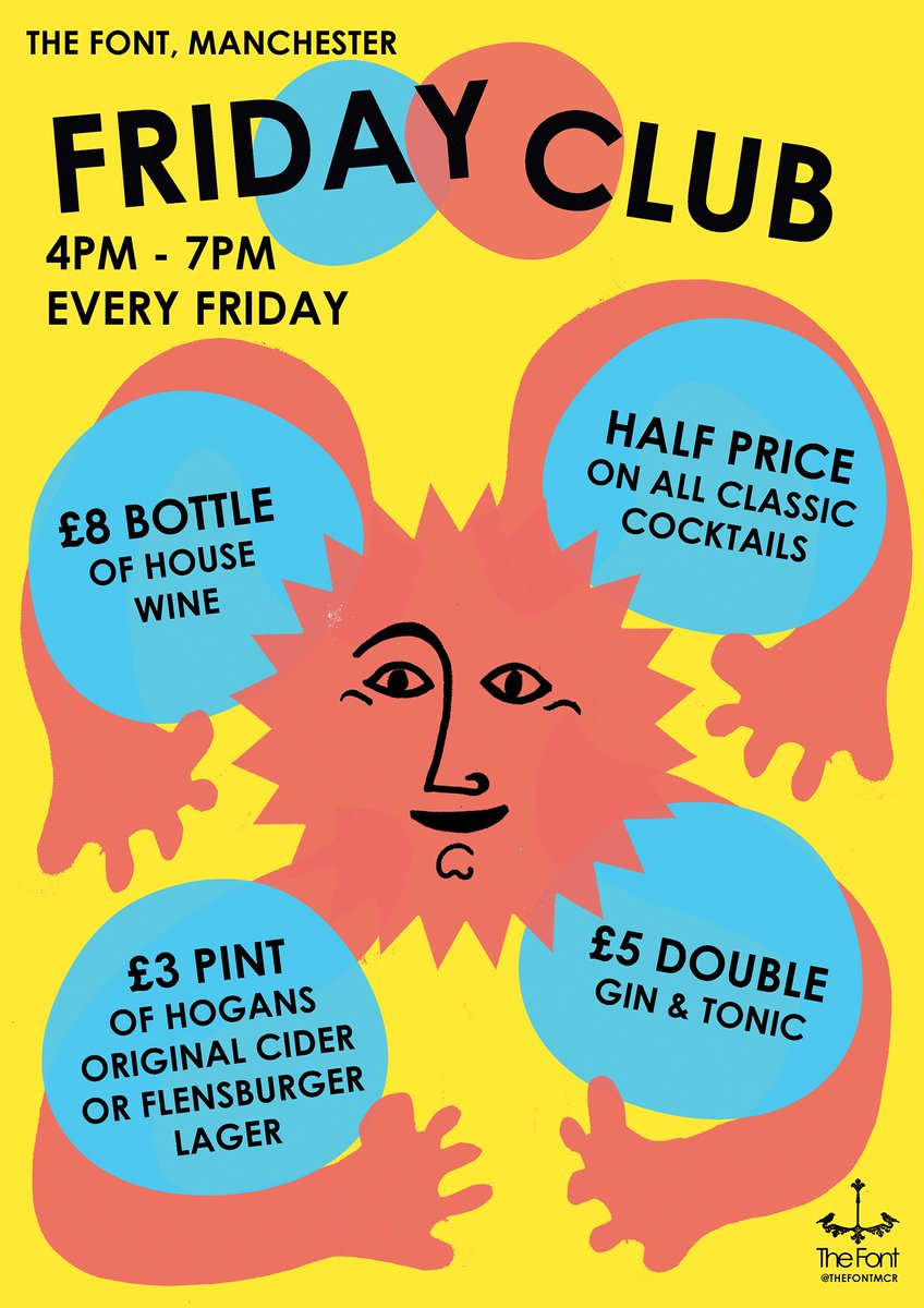 TheFontMCR's tweet image. And so the great Friday returns, here’s our rundown for the day ~
11am - 3pm, £5 Lunch deal!
4pm - 7pm ~ Friday Club Happy Hour!
11pm - 1am ~ Late Night Happy Hour!
#fontfridays