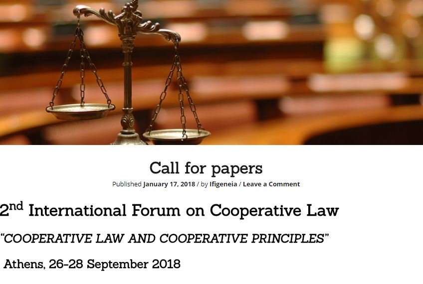 ilocoopsse's tweet photo. New #CallforPapers for the 2nd International Forum on Cooperative Law to be held in Athens by IUS Cooperativum! Due 31 March 2018.
👉https://t.co/3bznxC3B7w https://t.co/hngq4HcCpi