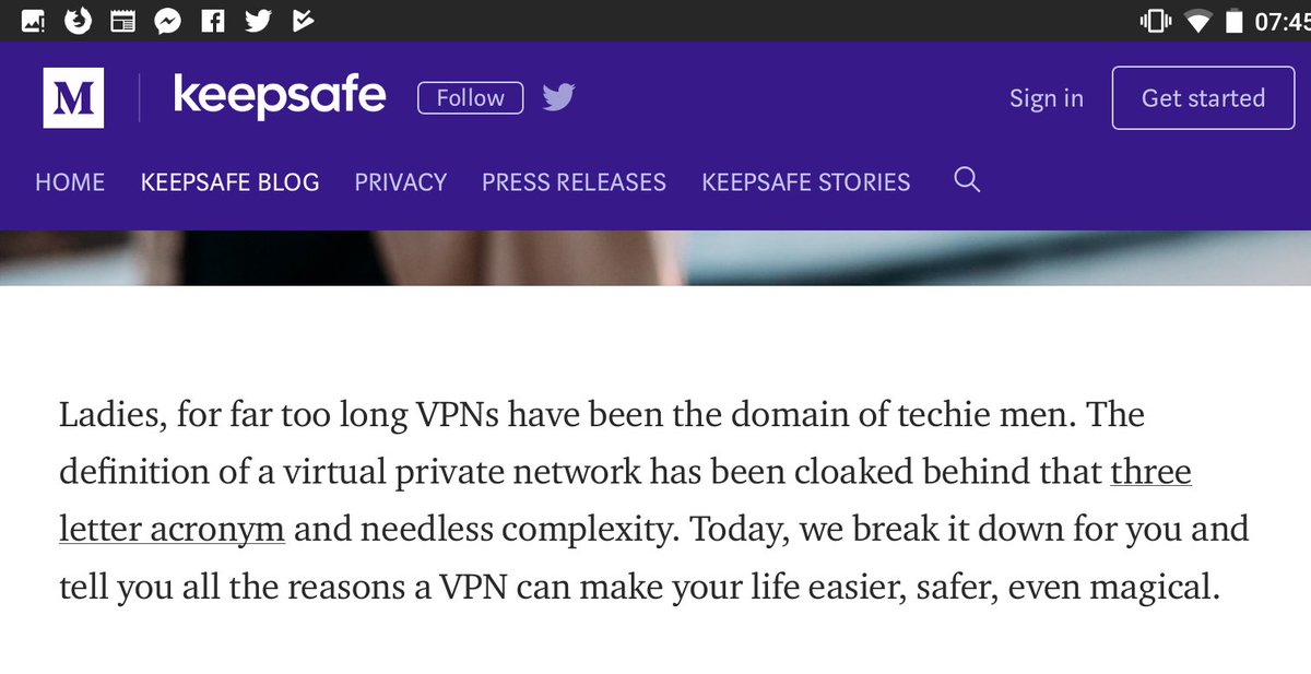 katebevan's tweet photo. LAYDEEZ!!!! Worried that VPNs are too hard for your fluffy ladybrain??? Never fear, a fuckwitted BroCo called @keepsafe is here!!!!! All our problems are SOLVED!!! https://t.co/cGQzkrnr0N
