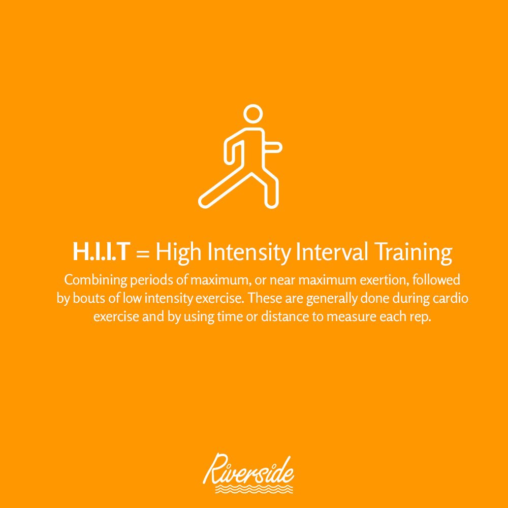 What is H.I.I.T? We’re busting fitness jargon for you! If you have any fitness questions don’t hesitate to ask one of our knowledgeable gym instructors! riversidesports.co.uk #HIIT #fitness #gym #Gloucester #Riverside