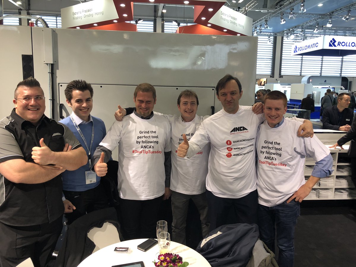ANCACNCMachines's tweet photo. Day three at Grindtec and you still have time to come to our stand to get your #ToolTipTuesday T-shirt. We want you to get the best out of our machines so make sure you keep your eye out for our weekly tips. Hall 5, 593 #grindtec #grindtec2018 #cuttingtools #ancagrind https://t.co/Xj8Uazddhw