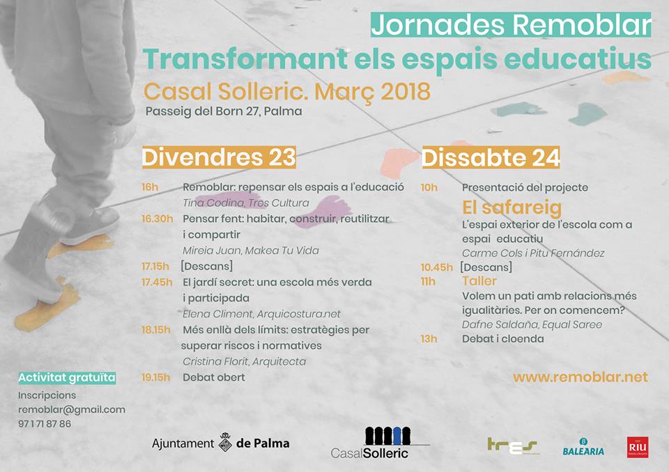 Makeatuvida's tweet photo. 23-24 de Març > continuem explorant camins per transformar els espais educatius a les jornades #REMOBLAR al @csolleric de Palma, amb @tinacodina, @equalsaree, @cristina_florit, Elena Climent i El Safareig! https://t.co/dLGQM7J3FS https://t.co/sBAIwSRg7E