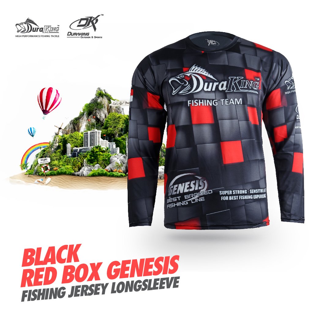 Duraking Fishing Jersey Longsleeve Black Red Box Genesis mempunyai desain yang bisa membuat kamu terlihat sangat edgy dan yang pasti bisa membuat kamu selalu  nyaman saat memakainya.