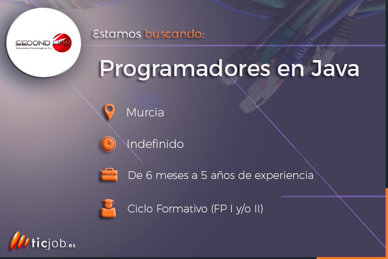 ticjob_Java's tweet image. ¿Estás interesado en trabajar como Programador en #Java? Echa un vistazo a la oferta de @SecondWaySL e inscríbete ✔️📢 #Murcia #empleoTIC #empleoTICJOB ticjob.es/esp/trabajo/pr…