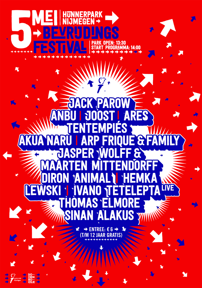 3voor12gld's tweet photo. De line-up voor het @5mei024 in Nijmegen is bekend.  Onder meer de eigenzinnige Zuid-Afrikaan Jack Parow, de rapsensatie uit Venlo ANBU en de blonde rapheld Joost staan 5 mei op het podium in het Hunnerpark https://t.co/06RHHXE4Cf https://t.co/IqDYmKZPSE