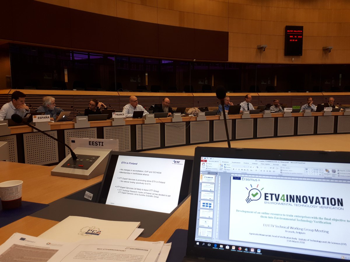 ETV4Innovation's tweet image. The #ErasmusPlus #ETV4Innovation project was presented during the 12th #EnvironmentalTechnologyVerification #ETV TWG meeting held in Brussels on 15th March, 2018.