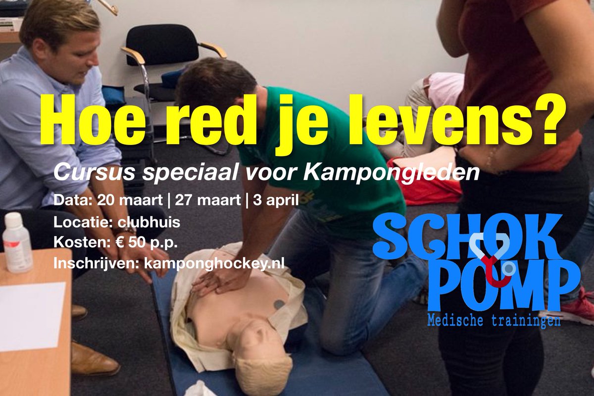 Er zijn nog 4 plekken vrij voor de  cursus ‘Hoe red je levens?’ op dinsdag 20 maart. Info en inschrijven via deze link bit.ly/schokenpomp #alselkesecondetelt #AED