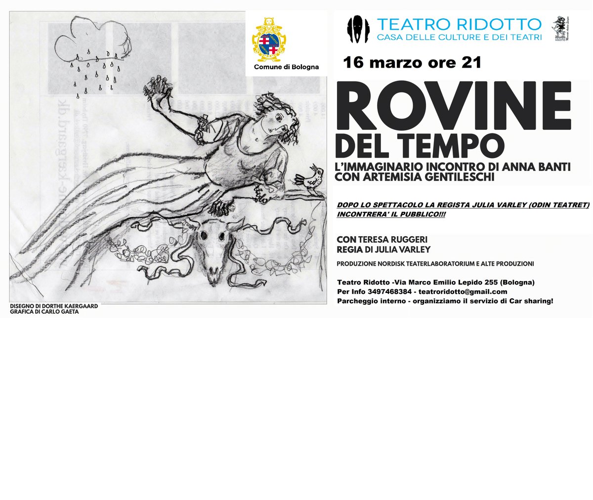 Siamo orgogliosi di avere, questa sera ore 21, uno spettacolo con la regia di Jjulia Varley (@OdinTeatret), che incontrerà il pubblico e l'attrice Teresa Ruggeri
Per info 3497468384 <a href="/rep_bologna/">Repubblica Bologna</a> <a href="/BolognaTG24/">bolognanotizie.com</a> <a href="/AicsCultura/">Aics Cultura Bologna</a> <a href="/CasalecchioNews/">Casalecchio News</a> <a href="/BolognaSpett/">Bologna Spettacolo</a> <a href="/corrierebologna/">Corriere di Bologna</a> <a href="/ERTourism/">inEmiliaRomagna</a>