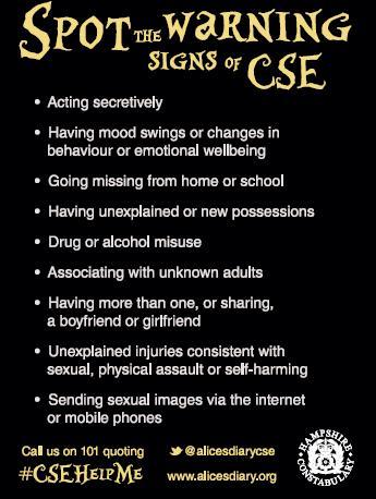 HantsPolice's tweet photo. We’re supporting #CSEDay18. Child exploitation, criminal and sexual, is happening in Hampshire. Visit https://t.co/iOQ8KOyvPB to know the signs and help us put a stop to it. #CSEHelpMe https://t.co/p3AiLtP7LG